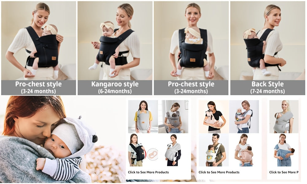Vrbabies New Ergonomic Baby Carrier Newborn Toddler Wrap Carrier Hands Free Baby Sitting Support Sling Breathable Perfect For Infants Chest Sling For Babies Gift