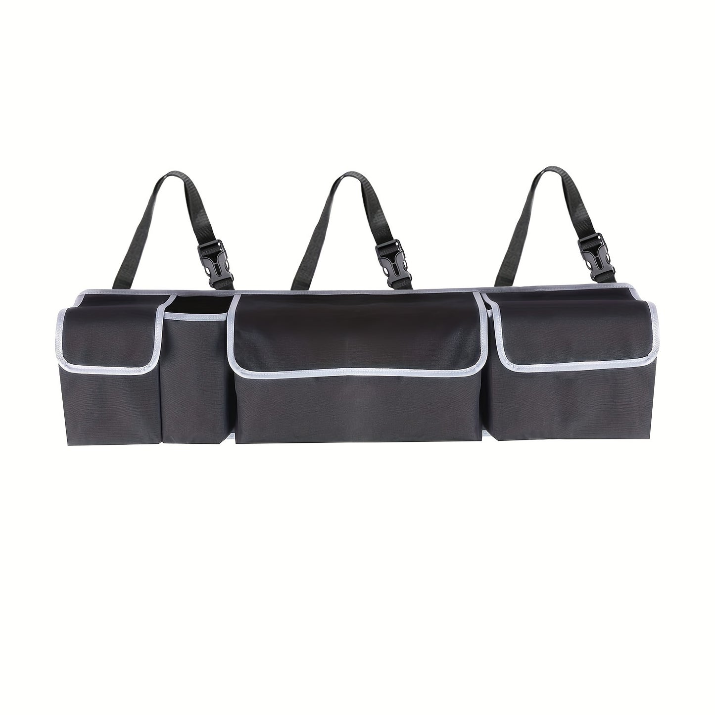 Universal Fit Car Seat Back Organizer, Large Capacity 600D Oxford Fabric with Multiple Pockets, Polyester Fiber Material, Vehicle Storage Solution