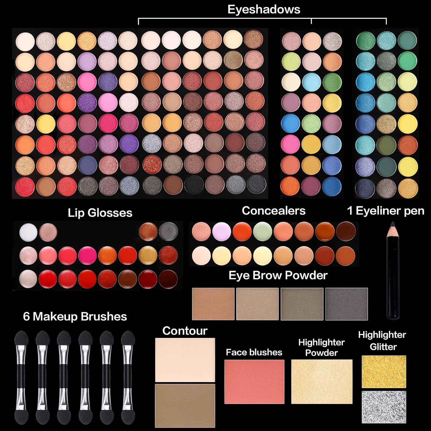 UCANBE All in One Makeup Kit for Women Makeup Full Kit - Professional Eyeshadow Lip Gloss Concealer Eyeliner Pen Contour Eyebrow Powder Face Blusher Highlighter Makeup Brush for Women Girls Teens