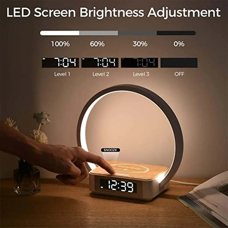 Multifunctional Night Light Atmosphere Lamps Digital Alarm Clock Speaker Wireless Charger Children Sleep Bedroom Decoration 2025