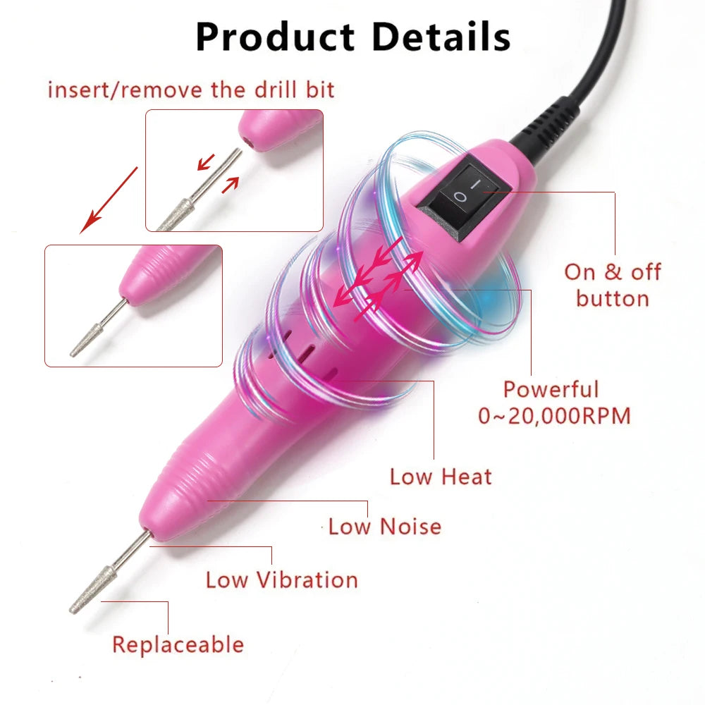 YIKOOLIN Electric Nail Drill Machine Nail File Drill Set Kit for Acrylic Nails Gel Nail Nail Art Polisher Sets Home Use