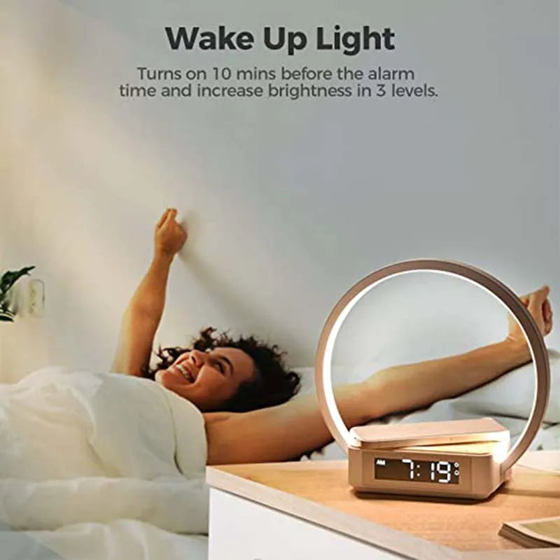 Multifunctional Night Light Atmosphere Lamps Digital Alarm Clock Speaker Wireless Charger Children Sleep Bedroom Decoration 2025