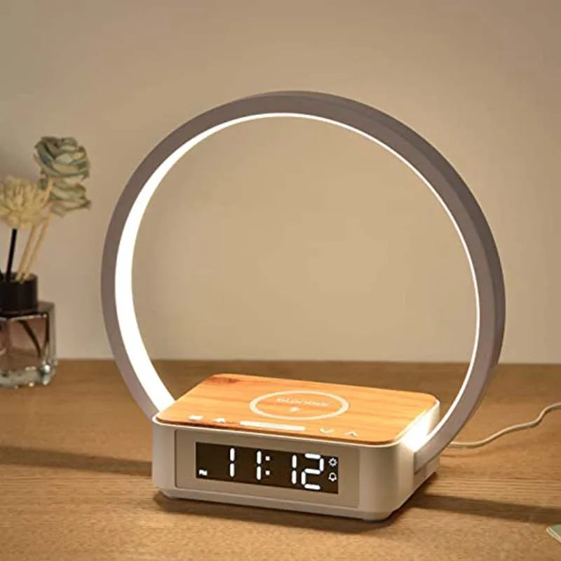 Multifunctional Night Light Atmosphere Lamps Digital Alarm Clock Speaker Wireless Charger Children Sleep Bedroom Decoration 2025