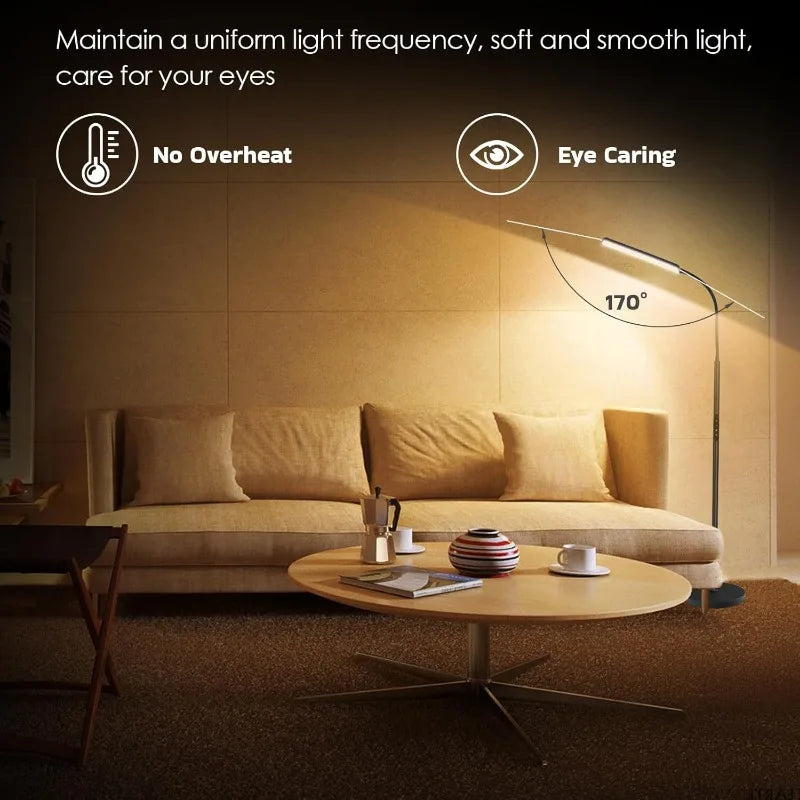 LED Floor Lamp, Bright 15W Floor Lamps for Living Room with 1H Timer, Stepless Adjustable 3000K-6000K Colors & Brightness