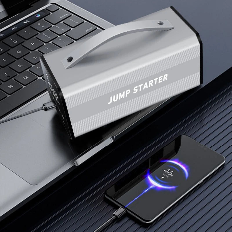 12V 16000mAh Portable Car Jump Starter Inflatable Pump Starter Booster Starting Device for Motorcycles, Bicycles,power Bank