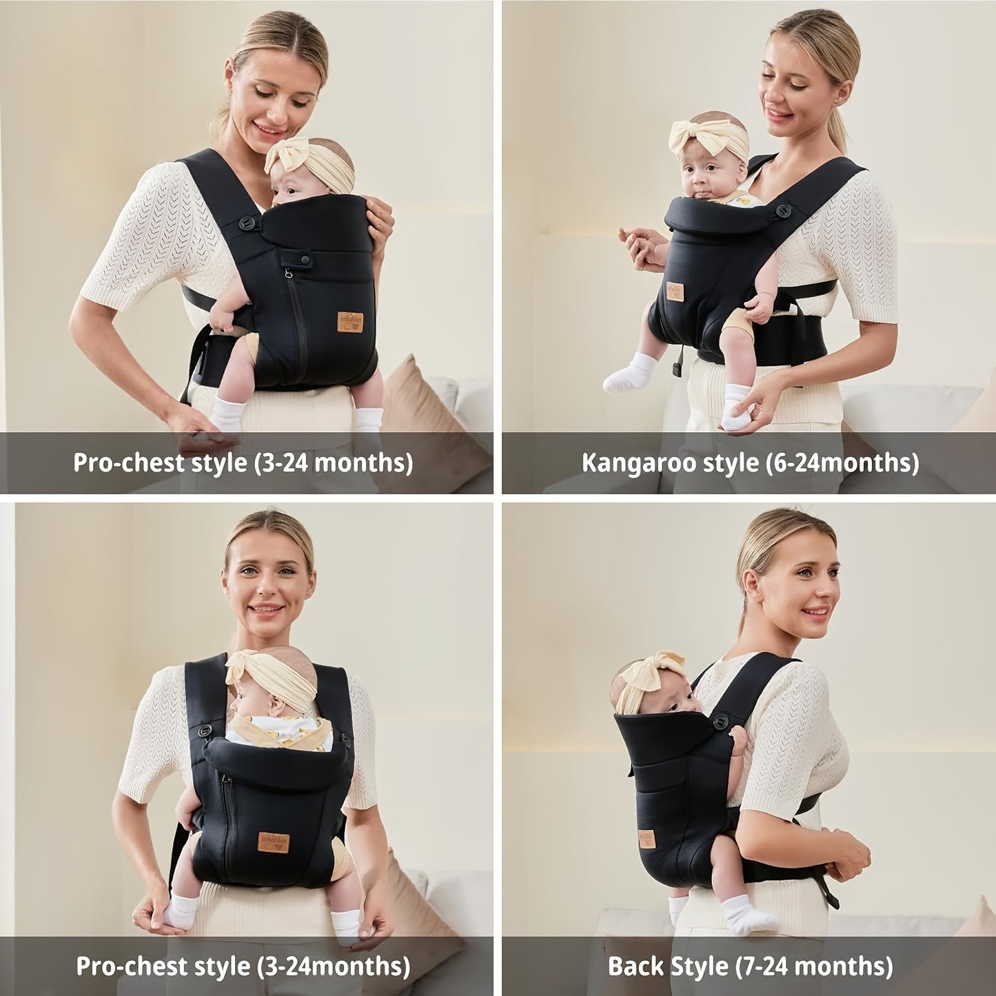Vrbabies New Ergonomic Baby Carrier Newborn Toddler Wrap Carrier Hands Free Baby Sitting Support Sling Breathable Perfect For Infants Chest Sling For Babies Gift