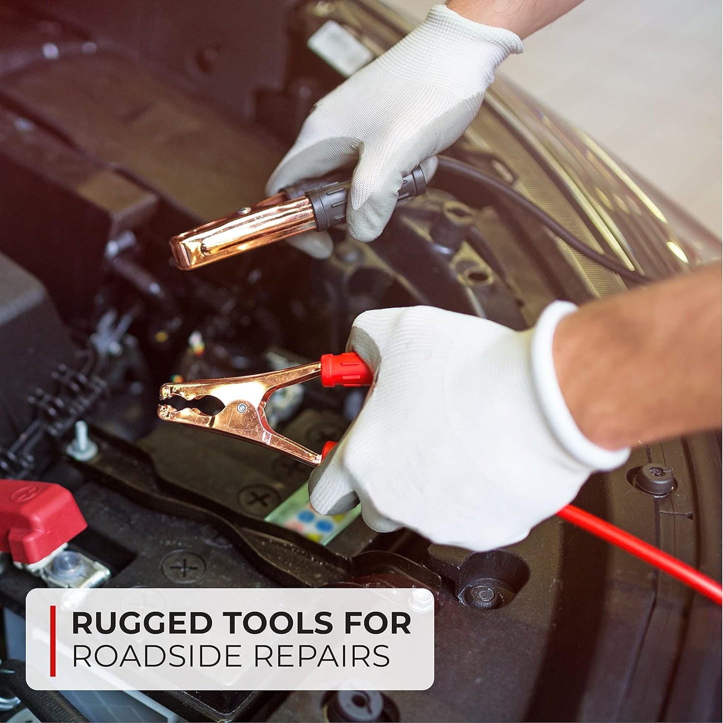 Thrive Emergency Car Kits for Vehicles - Roadside Emergency Car Kit (104 Pieces) - Car Kits for Emergency - Roadside Car Kit with Jumper Cables and Mini First Aid Kit - Gray Bag