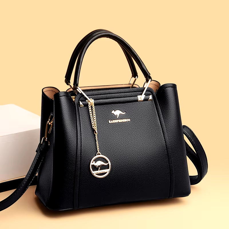 Luxury 3-Layer Leather Handbags for Women - Designer Crossbody Tote Bag with Large Capacity 2024