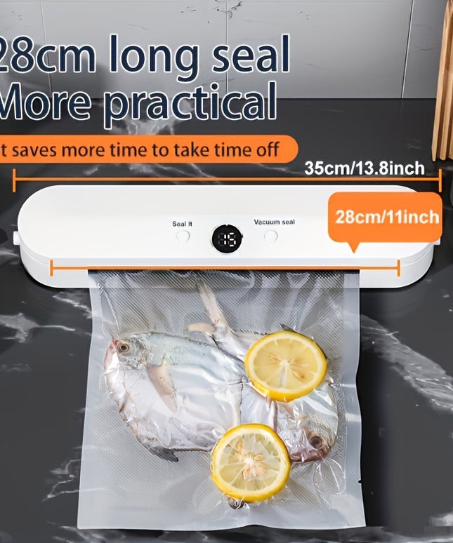 Compact One-button Automatic Vacuum Sealing Machine - Household Food Sealing Device for Vacuum Low Temperature Method and Dry Wet Food - Small Fresh-keeping Plastic Sealing Machine