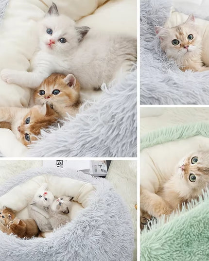 Winter Plush Pet Cat Bed round Cat Cushion Cat House 2 in 1 Warm Cats Basket Pet Sleep Bag Kitten Nest Kennel for Small Dog Cats