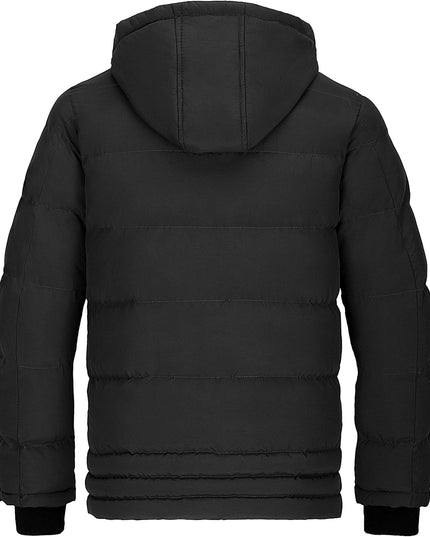 Men'S Thicken Puffer Jacket Padded Waterproof Warm Winter Coat with Hood