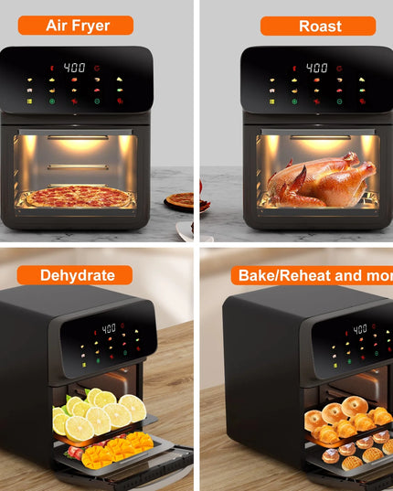Air Fryer 12QT Convection Oven with 10-In-1 Multi Function, Visible Window and Touchscreen, Black