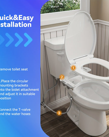 Bidet Attachment for Toilet with Hot and Cold Sprayer, Rear and Female Wash, Self-Clean Dual Nozzles, Adjustable Water Temperature and Pressure, Easy Installation, Non-electric Hygienic Toilet Accessories, Compatible with Mos