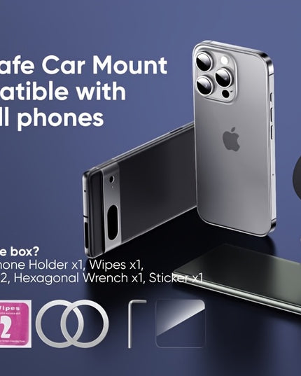 1pc Metal Vacuum Magnetic Suction Phone Holder, Strong Suction Cup Mount for Home, Car, Kitchen, Bathroom - Stable and Firm Grip, Home Gadget Organizer | Modern Phone Holder | Quality Suction Attachment, Phone Suction Grip