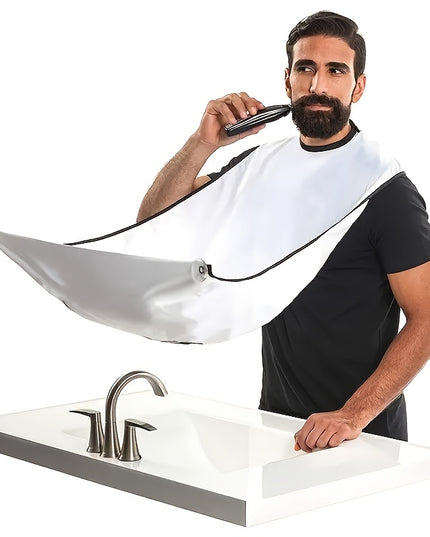 Beard Bib Apron For Men, Beard Trimming Catcher Bib For Shaving & Hair Clippings, Waterproof Non-Stick Hair Catcher Grooming Cloth With 2 Suction Cups