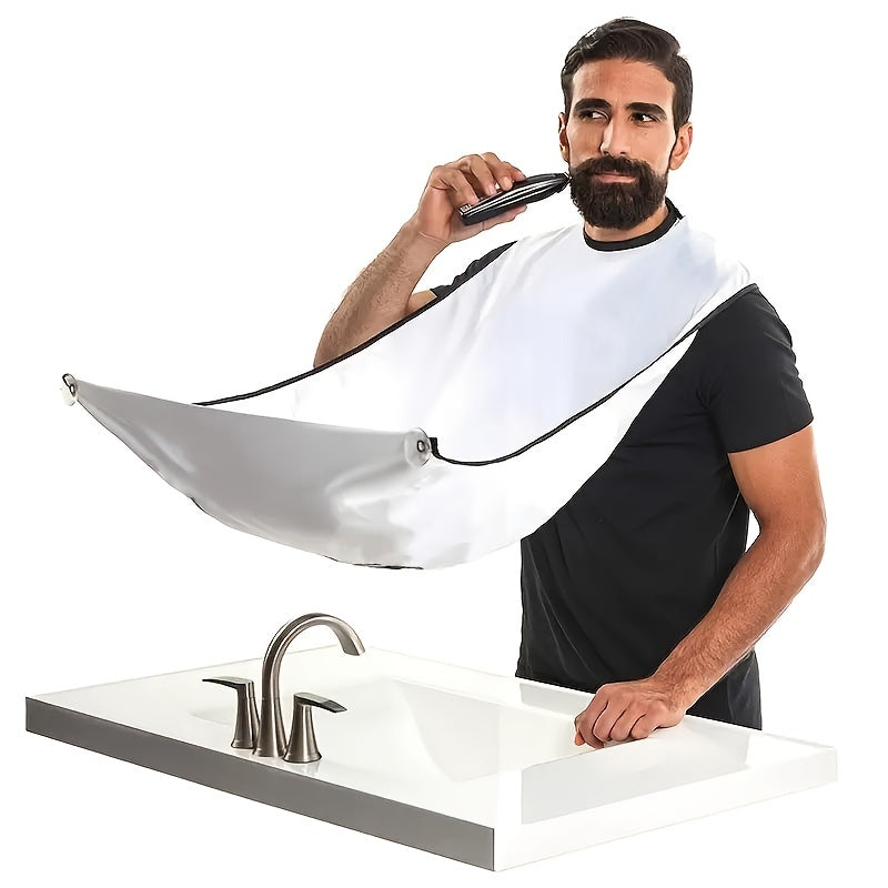 Beard Bib Apron For Men, Beard Trimming Catcher Bib For Shaving & Hair Clippings, Waterproof Non-Stick Hair Catcher Grooming Cloth With 2 Suction Cups