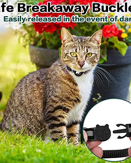 ATUBAN Airtag Cat Collar Breakaway, Reflective Kitten Collar with Apple Air Tag Holder and Bell for Girl Boy Cats, 0.4 Inches