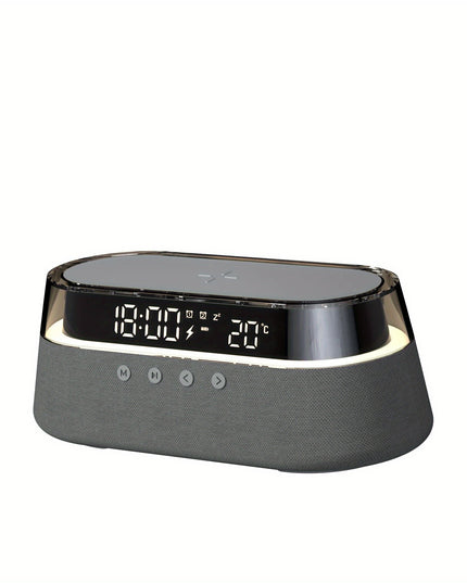 Fast 15W Wireless Charging Digital Alarm Clock Radio - 6 In 1 Bedside Clock With Dual Alarm, FM Radio, 12/24H USB Charger, Countdown Timer, RGB Mode, Wireless Speaker