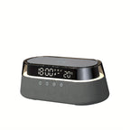 Fast 15W Wireless Charging Digital Alarm Clock Radio - 6 In 1 Bedside Clock With Dual Alarm, FM Radio, 12/24H USB Charger, Countdown Timer, RGB Mode, Wireless Speaker