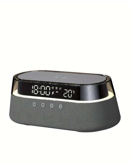 Fast 15W Wireless Charging Digital Alarm Clock Radio - 6 In 1 Bedside Clock With Dual Alarm, FM Radio, 12/24H USB Charger, Countdown Timer, RGB Mode, Wireless Speaker