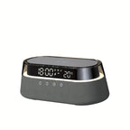 Fast 15W Wireless Charging Digital Alarm Clock Radio - 6 In 1 Bedside Clock With Dual Alarm, FM Radio, 12/24H USB Charger, Countdown Timer, RGB Mode, Wireless Speaker