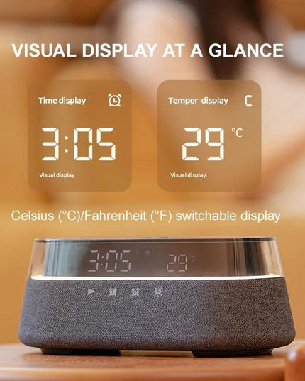 Fast 15W Wireless Charging Digital Alarm Clock Radio - 6 In 1 Bedside Clock With Dual Alarm, FM Radio, 12/24H USB Charger, Countdown Timer, RGB Mode, Wireless Speaker