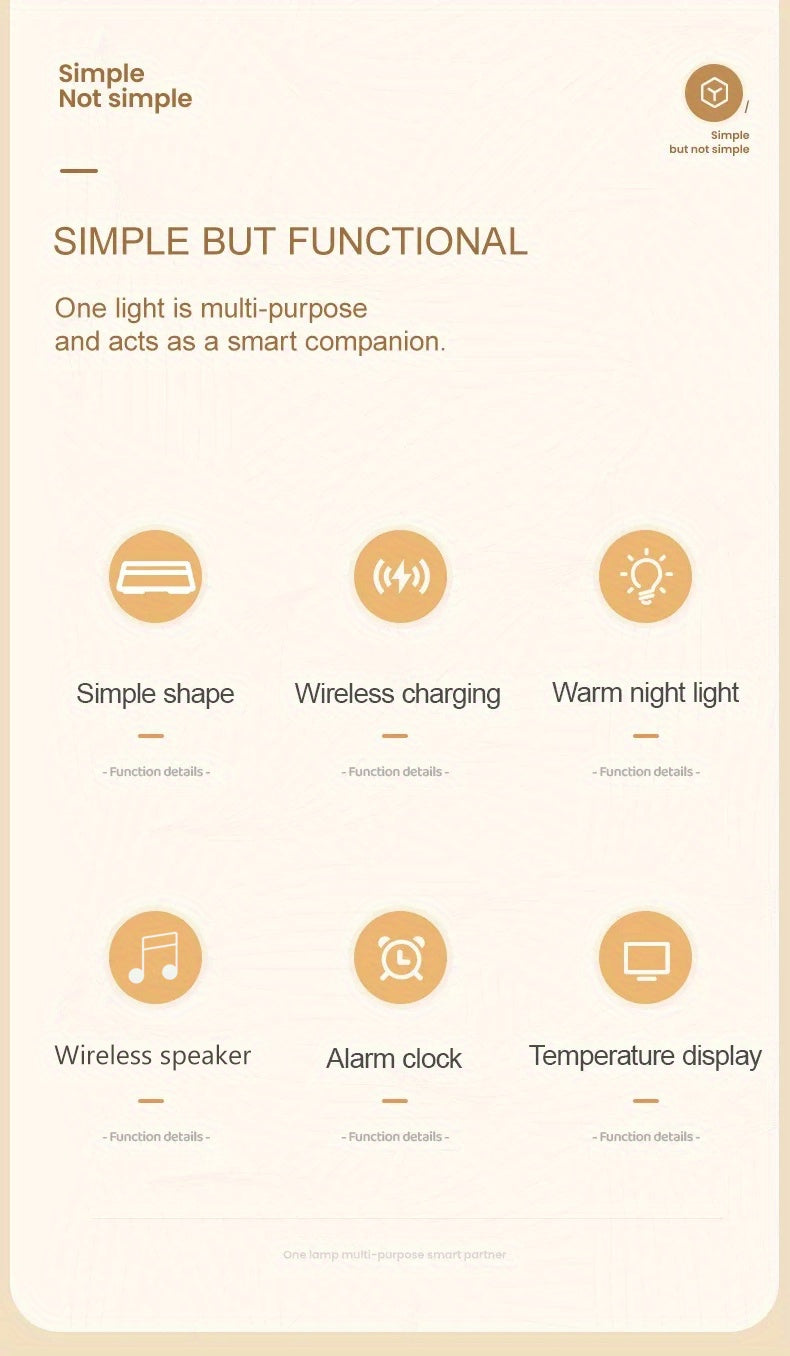Fast 15W Wireless Charging Digital Alarm Clock Radio - 6 In 1 Bedside Clock With Dual Alarm, FM Radio, 12/24H USB Charger, Countdown Timer, RGB Mode, Wireless Speaker