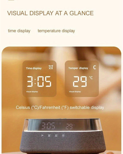 Fast 15W Wireless Charging Digital Alarm Clock Radio - 6 In 1 Bedside Clock With Dual Alarm, FM Radio, 12/24H USB Charger, Countdown Timer, RGB Mode, Wireless Speaker
