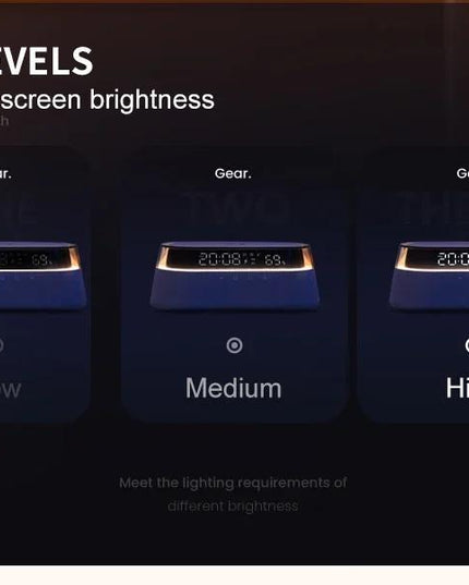 Fast 15W Wireless Charging Digital Alarm Clock Radio - 6 In 1 Bedside Clock With Dual Alarm, FM Radio, 12/24H USB Charger, Countdown Timer, RGB Mode, Wireless Speaker