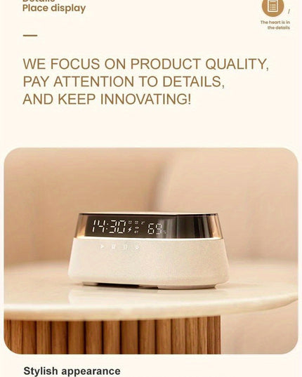 Fast 15W Wireless Charging Digital Alarm Clock Radio - 6 In 1 Bedside Clock With Dual Alarm, FM Radio, 12/24H USB Charger, Countdown Timer, RGB Mode, Wireless Speaker