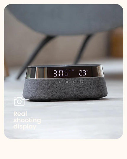 Fast 15W Wireless Charging Digital Alarm Clock Radio - 6 In 1 Bedside Clock With Dual Alarm, FM Radio, 12/24H USB Charger, Countdown Timer, RGB Mode, Wireless Speaker