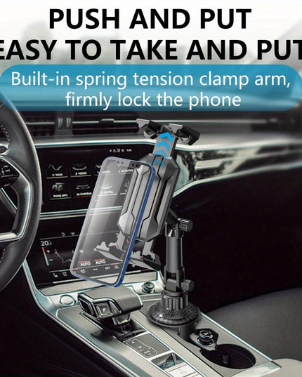 1-Pack Adjustable ABS Adjustable Cup Holder Mount for Phone and Tablet, Dual-Use Navigation Stand