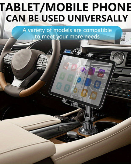 1-Pack Adjustable ABS Adjustable Cup Holder Mount for Phone and Tablet, Dual-Use Navigation Stand