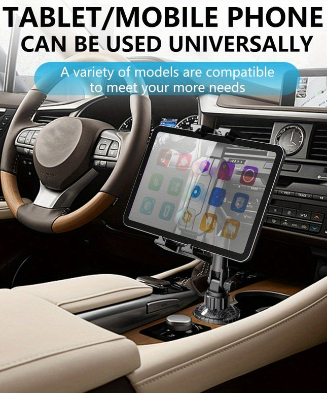 1-Pack Adjustable ABS Adjustable Cup Holder Mount for Phone and Tablet, Dual-Use Navigation Stand