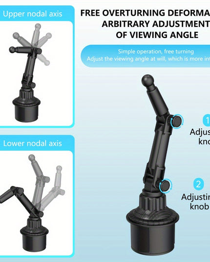 1-Pack Adjustable ABS Adjustable Cup Holder Mount for Phone and Tablet, Dual-Use Navigation Stand