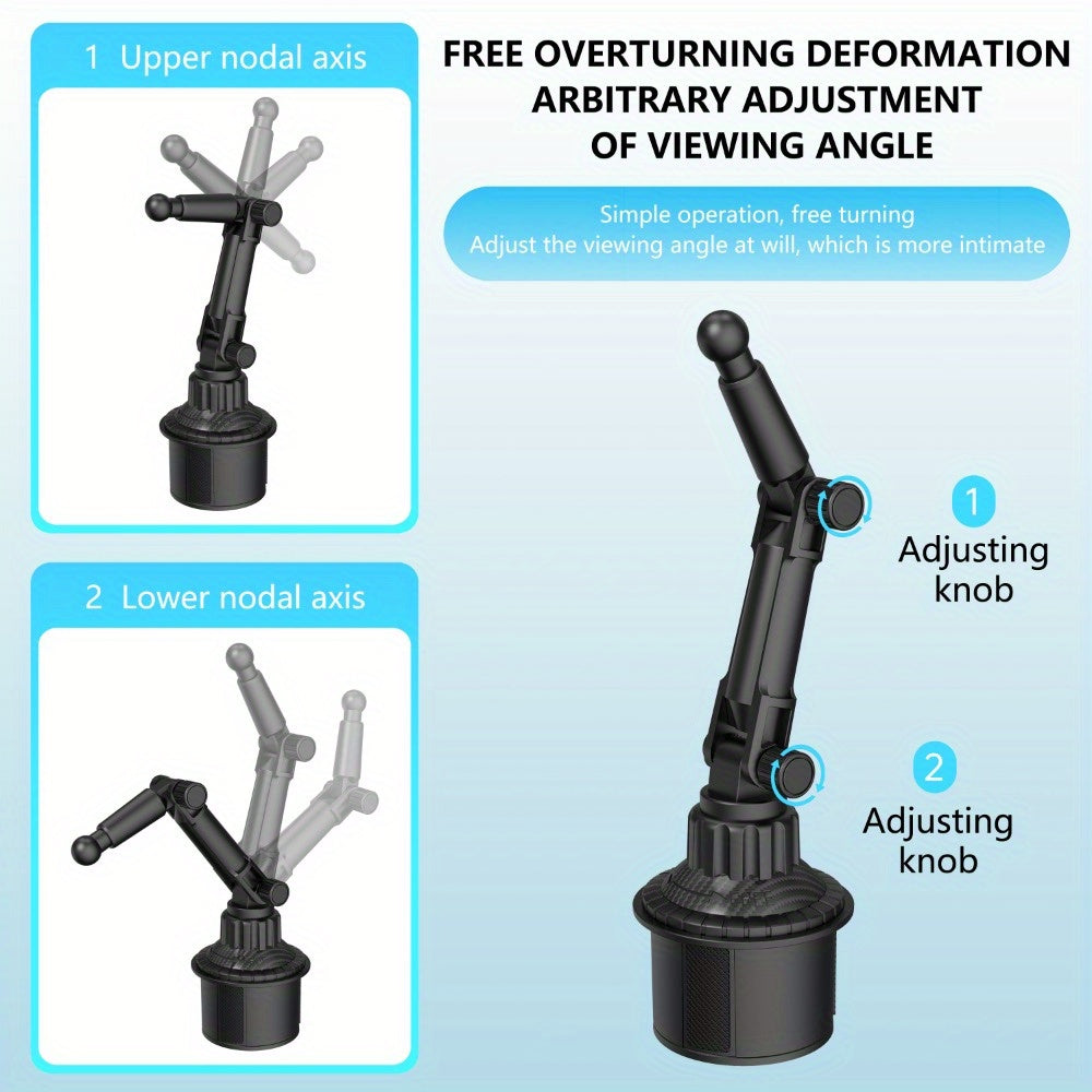 1-Pack Adjustable ABS Adjustable Cup Holder Mount for Phone and Tablet, Dual-Use Navigation Stand