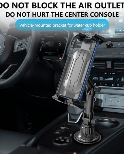 1-Pack Adjustable ABS Adjustable Cup Holder Mount for Phone and Tablet, Dual-Use Navigation Stand