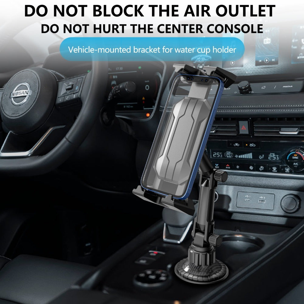 1-Pack Adjustable ABS Adjustable Cup Holder Mount for Phone and Tablet, Dual-Use Navigation Stand