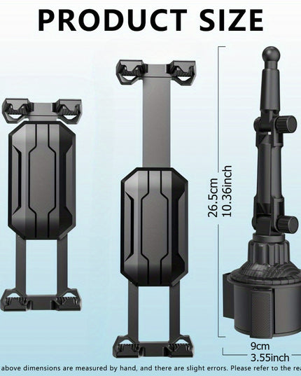 1-Pack Adjustable ABS Adjustable Cup Holder Mount for Phone and Tablet, Dual-Use Navigation Stand