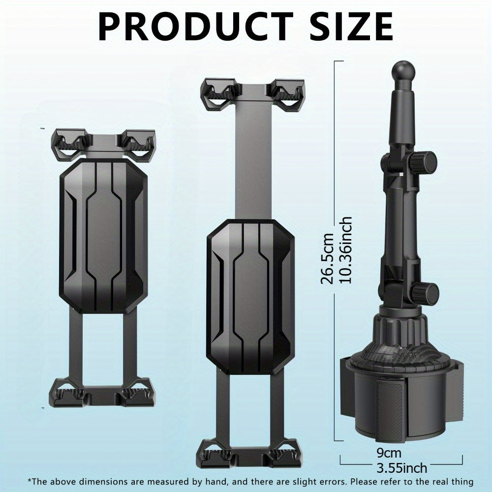 1-Pack Adjustable ABS Adjustable Cup Holder Mount for Phone and Tablet, Dual-Use Navigation Stand