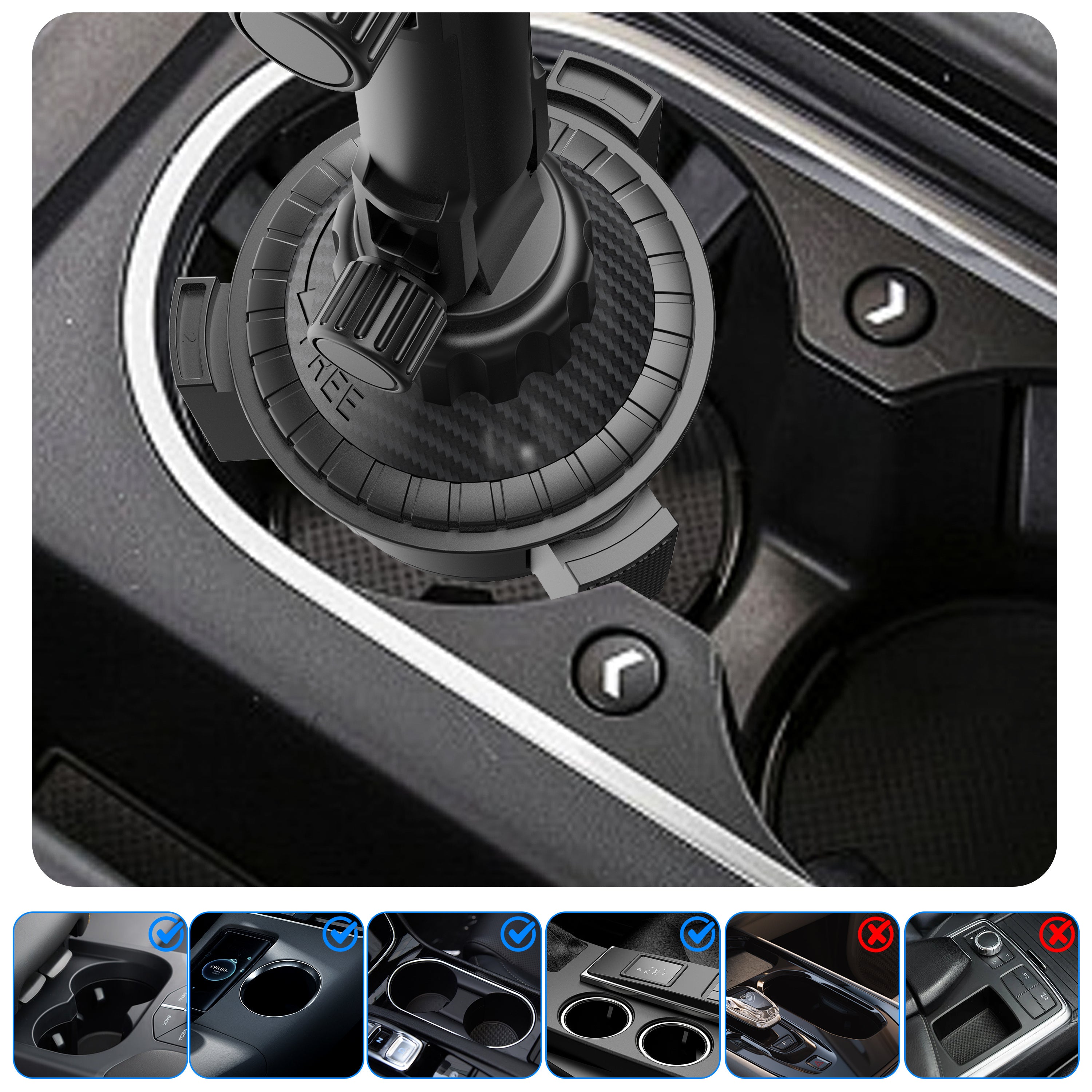 1-Pack Adjustable ABS Adjustable Cup Holder Mount for Phone and Tablet, Dual-Use Navigation Stand