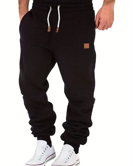 Men Athletic Pants, Elastic Waist Drawstring Trousers Fall Casual Pants with Pockets