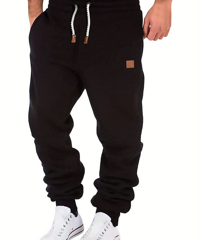 Men Athletic Pants, Elastic Waist Drawstring Trousers Fall Casual Pants with Pockets