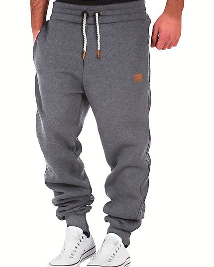 Men Athletic Pants, Elastic Waist Drawstring Trousers Fall Casual Pants with Pockets