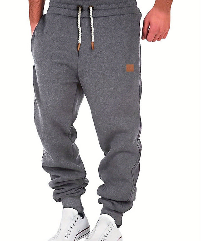 Men Athletic Pants, Elastic Waist Drawstring Trousers Fall Casual Pants with Pockets