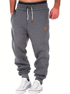 Men Athletic Pants, Elastic Waist Drawstring Trousers Fall Casual Pants with Pockets