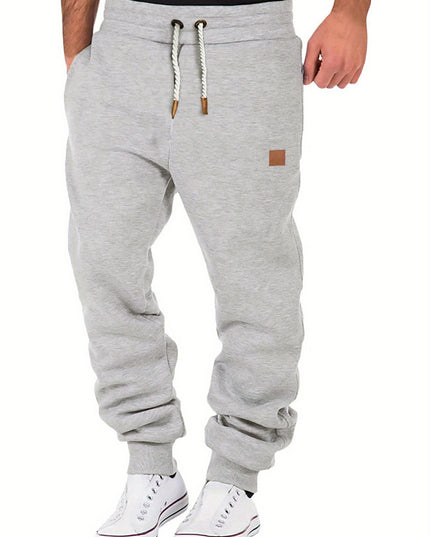 Men Athletic Pants, Elastic Waist Drawstring Trousers Fall Casual Pants with Pockets