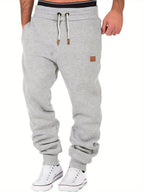 Men Athletic Pants, Elastic Waist Drawstring Trousers Fall Casual Pants with Pockets