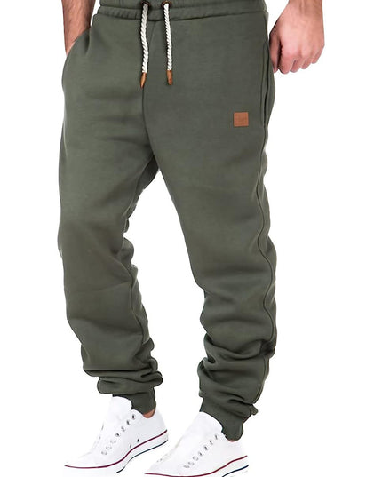 Men Athletic Pants, Elastic Waist Drawstring Trousers Fall Casual Pants with Pockets