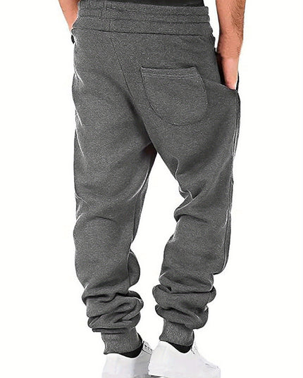 Men Athletic Pants, Elastic Waist Drawstring Trousers Fall Casual Pants with Pockets